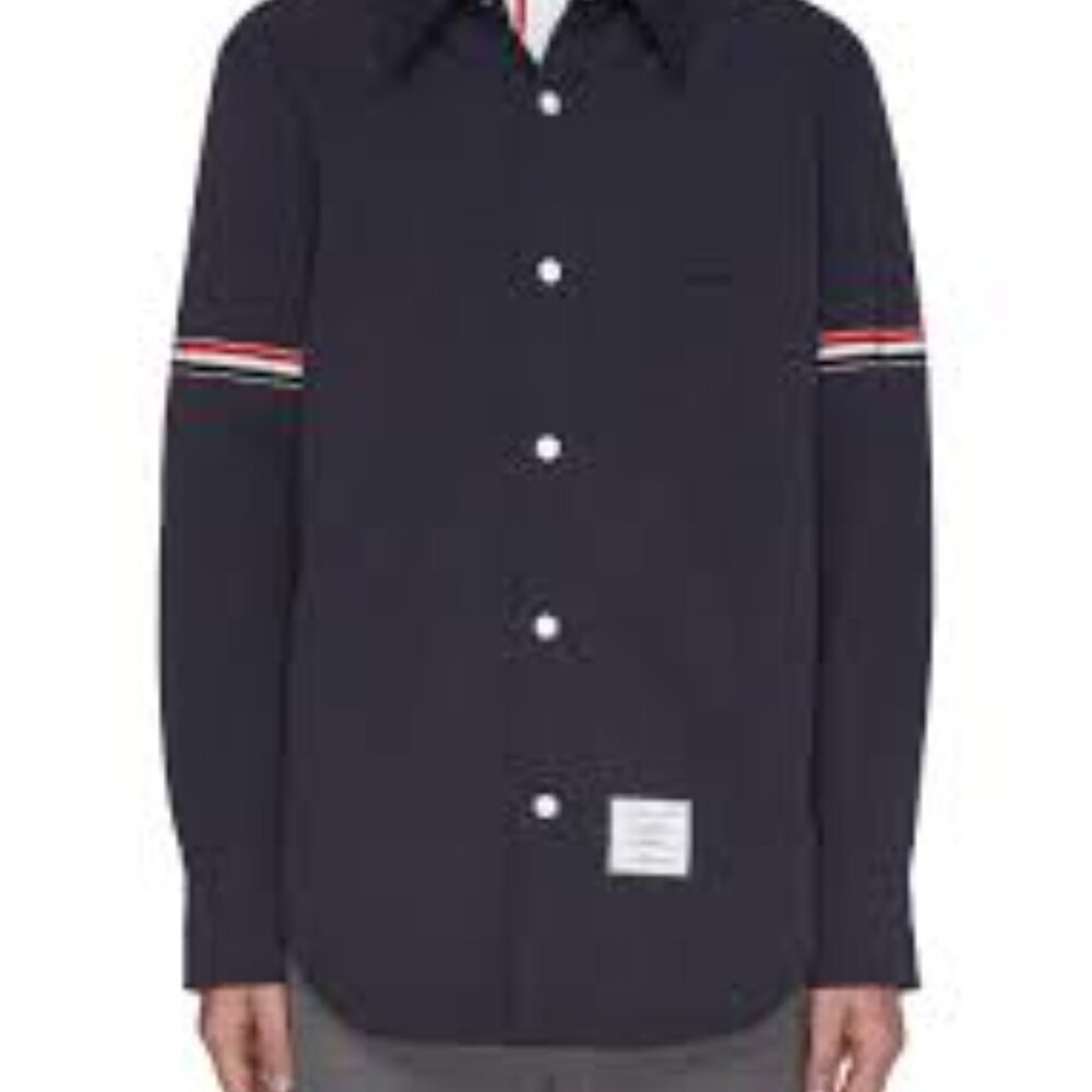 Thom Browne Nylon Armband Shirt Jacket Navy Size XL 4 Snap Front Japan